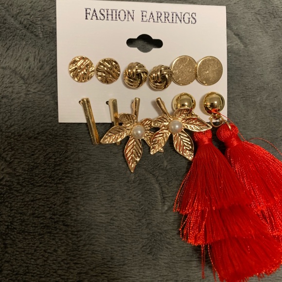 BN | Fashion Earrings | 6 Pairs of Studs & Dangly Earrings | Gold & Red - Picture 5 of 8